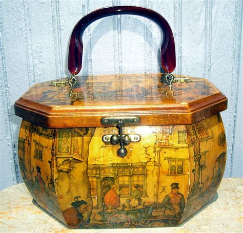 vintage metal box purse|vintage wooden box purses.